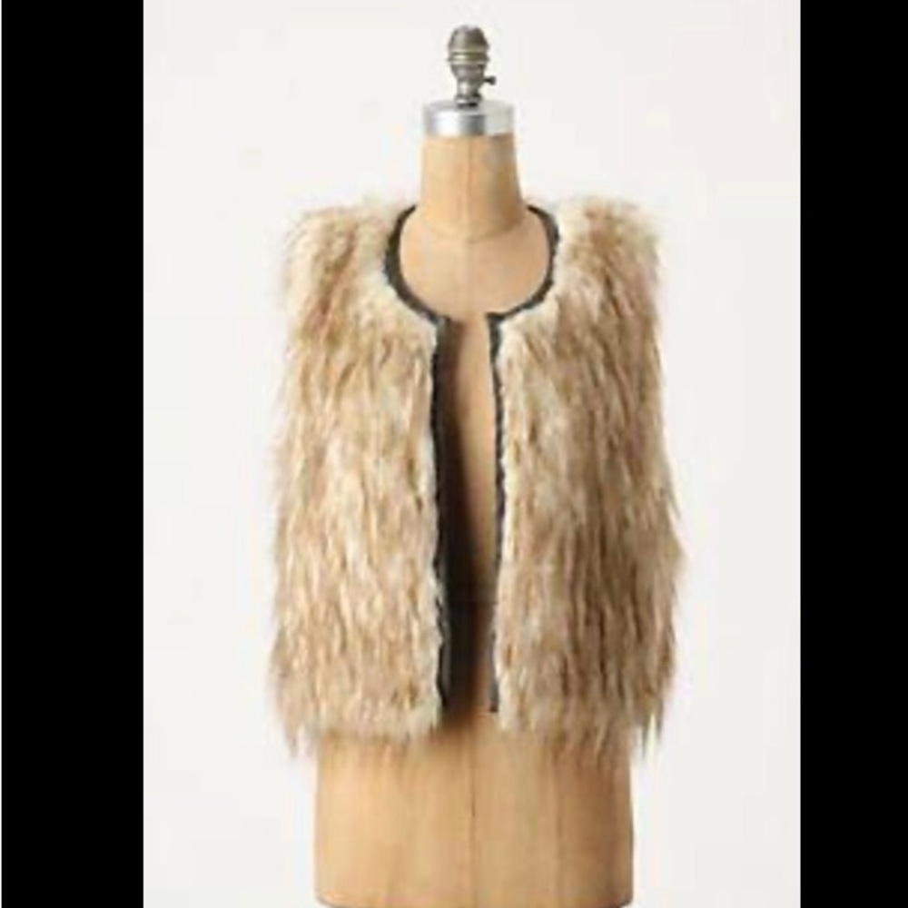 Anthropologie Frozen City Faux Fur Vest